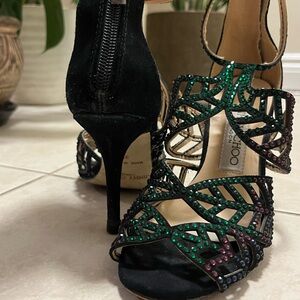 Jimmy Choo 35 eu size Black Suede Crystal Kallai Pumps